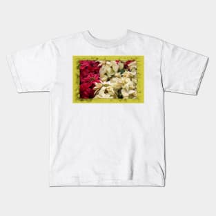 Red and White Christmas Poinsettias Digital Art Kids T-Shirt